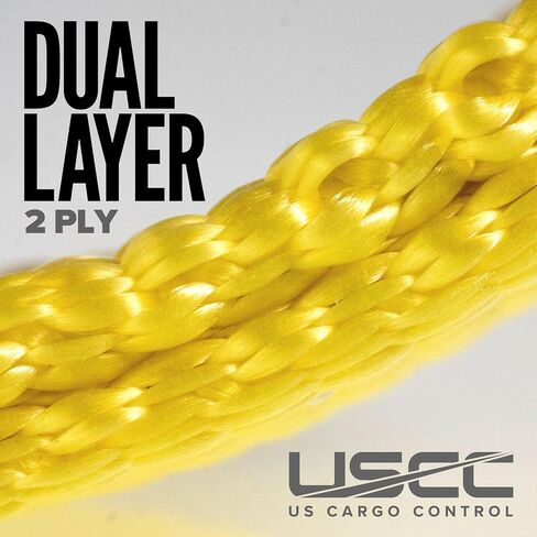 US Cargo Control Nylon Lifting Sling with Wear Pads 2" x 10', 2-Ply Eye to Eye Slings (Made in USA) - 4,960 LBS Choker, 6,200 LBS Vertical, 12,400 LBS Basket Capacity - Lift Straps for Lifting in Saudi Arabia
