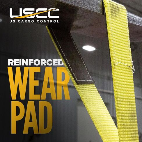 US Cargo Control Nylon Lifting Sling with Wear Pads 2" x 10', 2-Ply Eye to Eye Slings (Made in USA) - 4,960 LBS Choker, 6,200 LBS Vertical, 12,400 LBS Basket Capacity - Lift Straps for Lifting in Saudi Arabia