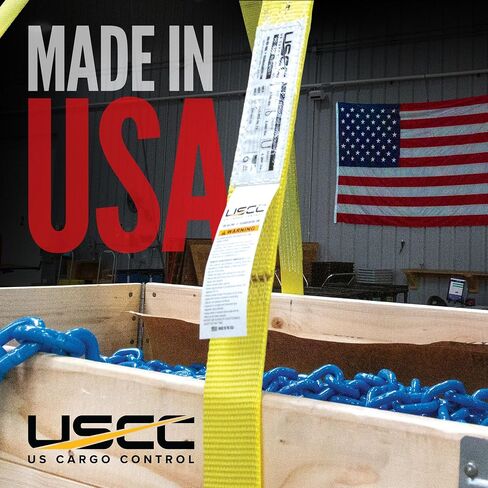 US Cargo Control Nylon Lifting Sling with Wear Pads 2" x 10', 2-Ply Eye to Eye Slings (Made in USA) - 4,960 LBS Choker, 6,200 LBS Vertical, 12,400 LBS Basket Capacity - Lift Straps for Lifting in Saudi Arabia