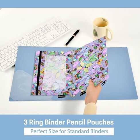 Binder Pouches,Pink Ribbon Bows Pencil Pouch for 3 Ring Binder 2 Pack Clear Pencil Bag with Zipper for Office School Supplies in Kuwait