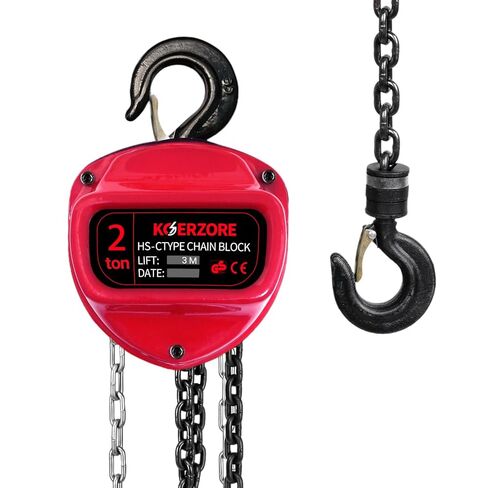 1 Ton Hand Chain Hoist 2200 Lbs Capacity 10ft Lift, Lightweight 19.4lbs Manual Come Along Winch with G80 Steel Chain & Dual Hooks for Engine Lift, Warehouses, Automotive, Machinery in Kuwait