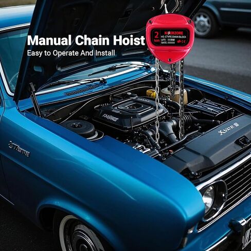 1 Ton Hand Chain Hoist 2200 Lbs Capacity 10ft Lift, Lightweight 19.4lbs Manual Come Along Winch with G80 Steel Chain & Dual Hooks for Engine Lift, Warehouses, Automotive, Machinery in Kuwait