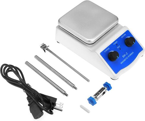 Qwork Magnetic Litrer Hot Plate Mixer مع سعة 1000 مل ، حجم 5 × 5 بوصة ، 520 درجة فهرنهايت كحد أقصى - 100-2000 دورة في الدقيقة in Saudi Arabia