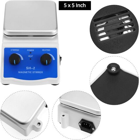 Qwork Magnetic Litrer Hot Plate Mixer مع سعة 1000 مل ، حجم 5 × 5 بوصة ، 520 درجة فهرنهايت كحد أقصى - 100-2000 دورة في الدقيقة in Saudi Arabia