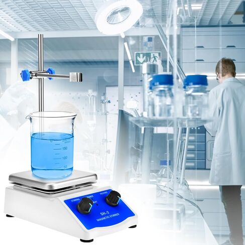 Qwork Magnetic Litrer Hot Plate Mixer مع سعة 1000 مل ، حجم 5 × 5 بوصة ، 520 درجة فهرنهايت كحد أقصى - 100-2000 دورة في الدقيقة in Saudi Arabia