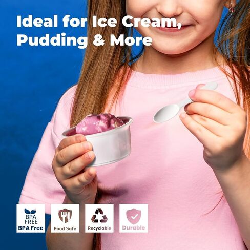Fit Meal Prep 500 Pack 2 oz White Disposable Plastic Cups and 3 Inch Tasting Spoons - Portion Food Samplers for Restaurants Catering Party Appetizers Souffle Dressings Ice Cream Desserts in Kuwait