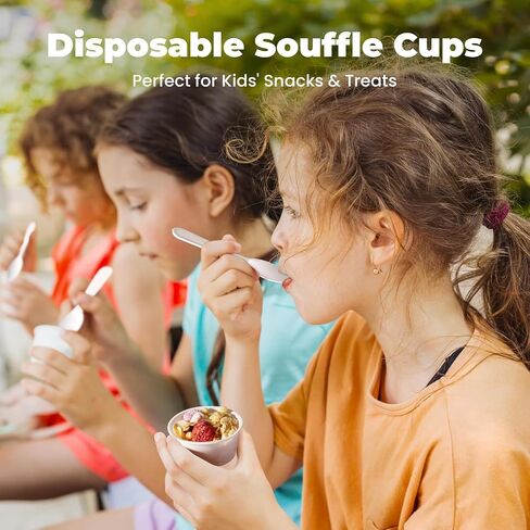 Fit Meal Prep 500 Pack 2 oz White Disposable Plastic Cups and 3 Inch Tasting Spoons - Portion Food Samplers for Restaurants Catering Party Appetizers Souffle Dressings Ice Cream Desserts in Kuwait