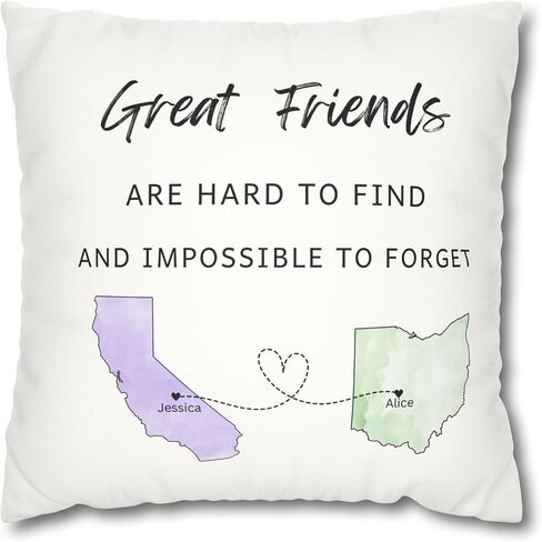Custom States Long Distance Pillow Gift for Best Friends Sisters Parents College Send-Off Gift Going Away Grandparent Moving Personalized Present in Kuwait