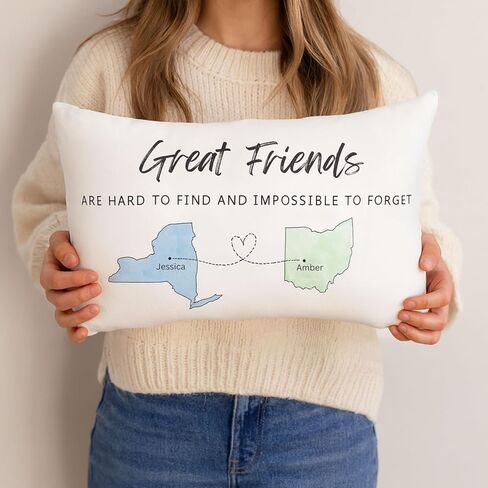Custom States Long Distance Pillow Gift for Best Friends Sisters Parents College Send-Off Gift Going Away Grandparent Moving Personalized Present in Kuwait