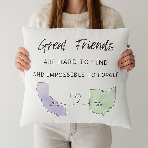 Custom States Long Distance Pillow Gift for Best Friends Sisters Parents College Send-Off Gift Going Away Grandparent Moving Personalized Present in Kuwait