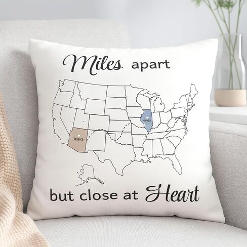 Custom States Long Distance Pillow Gift for Best Friends Sisters Parents College Send-Off Gift Going Away Grandparent Moving Personalized Present in Kuwait