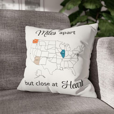 Custom States Long Distance Pillow Gift for Best Friends Sisters Parents College Send-Off Gift Going Away Grandparent Moving Personalized Present in Kuwait