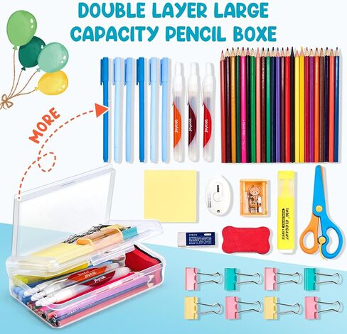 صندوق علبة قلم رصاص من Gamenote مع إغلاق Snap Snap ، مربع منظم التخزين المدرسي كبير السعة للأطفال in Kuwait