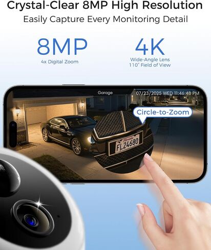 4K Solar Security Cameras Wireless Outdoor ، 2 Cam-Kit ، 5G WiFi Cameras for Home Security ، 64GB Storage Homebase/No اشتراك/AI تتبع/رؤية ليلية ملونة/360 درجة عرض/IP66 ، إعداد سهل in Saudi Arabia
