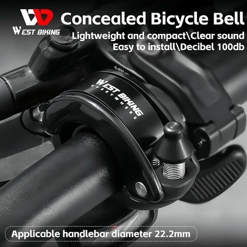Ultra-Loud Hidden Bike Bell - Ideal for Adults & Kids | 100dB Clear Ring | Fits 22.2mm/0.78in Handlebars | Also for e-Scooters & Walkers ﻿ in Saudi Arabia