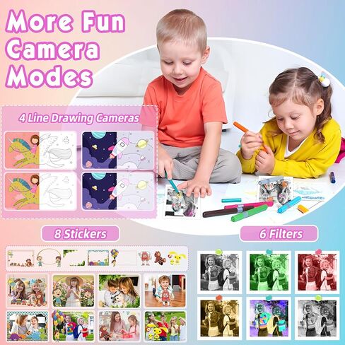KALINCO Kids Camera, Upgrade Kids Camera Instant Print, Front Rear Dual Selfie Digital Camera with 1080P Videos, Portable Travel Toy with Games and Music for Boys, Girls and Teens in Kuwait