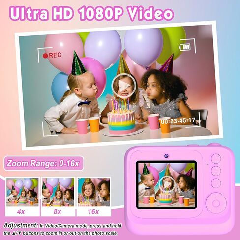 KALINCO Kids Camera, Upgrade Kids Camera Instant Print, Front Rear Dual Selfie Digital Camera with 1080P Videos, Portable Travel Toy with Games and Music for Boys, Girls and Teens in Kuwait