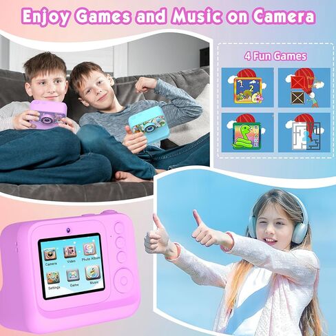 KALINCO Kids Camera, Upgrade Kids Camera Instant Print, Front Rear Dual Selfie Digital Camera with 1080P Videos, Portable Travel Toy with Games and Music for Boys, Girls and Teens in Kuwait