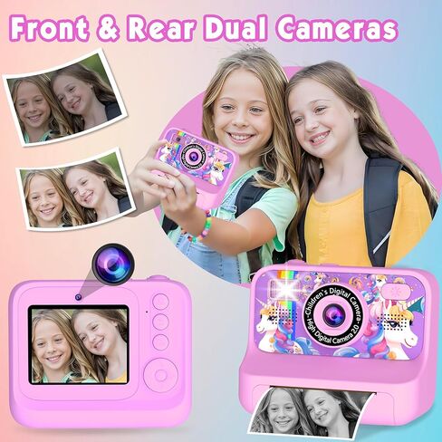 KALINCO Kids Camera, Upgrade Kids Camera Instant Print, Front Rear Dual Selfie Digital Camera with 1080P Videos, Portable Travel Toy with Games and Music for Boys, Girls and Teens in Kuwait