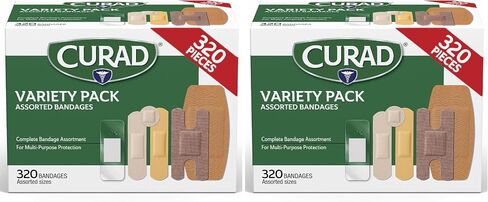 Curad Bulk Variety Pack Assorted Bandages, Flex-Fabric, Waterproof, Plastic, Knuckle, Heavy Duty Bandages (320Count) in Saudi Arabia