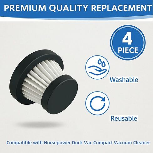 4 Pack Replacement Filter Compatible with Horsepower Duck Vac Compact Vacuum Cleaner (As Seen on TV), Washable Filter Vacuum Parts in Saudi Arabia