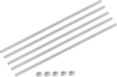 Meccanixity قضيب ملولب بالكامل M14 x 300mm 2mm الخيط الملعب 304 الفولاذ المقاوم للصدأ القضبان اليمنى ترصيع شريط الخيوط مع مسامير 2 عبوة in Kuwait