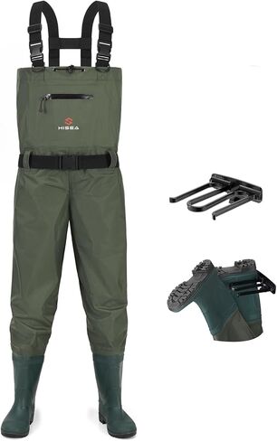 Hisea Bootfoot Chest Wader للرجال نساء 2 طبقات نايلون/PVC مقاوم للماء من الخواض الصيد الصيد مع شماعات الحذاء in Saudi Arabia