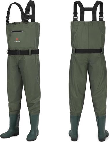 Hisea Bootfoot Chest Wader للرجال نساء 2 طبقات نايلون/PVC مقاوم للماء من الخواض الصيد الصيد مع شماعات الحذاء in Saudi Arabia