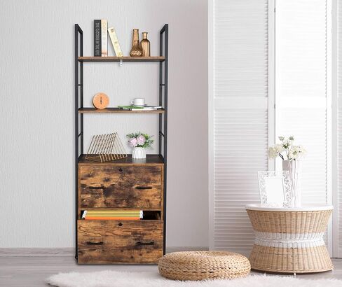 Vingli 65.7 "H 2 File File Cabinet مع Lock ، FreeStanding/Rolling File Cabinets لمكتب المنزل ، خزانة الملفات السوداء الخشبية مع أرفف متوافقة مع كل من الحرف ومجلدات الحجم القانوني in Kuwait