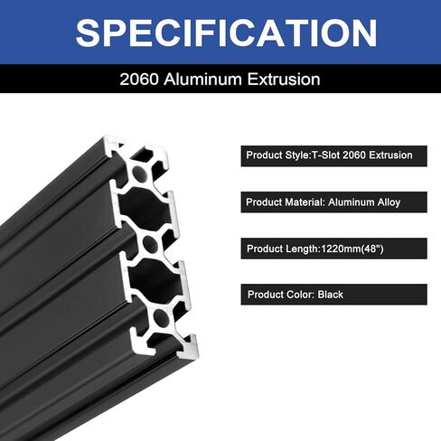 4Pack 2060 T Slot Aluminum Extrusion 2000mm Black Extruded Aluminum Profile 20x60 T-Slotted Framing European Standard Anodized Linear Rail for 3D Printer Accessories Parts in Kuwait