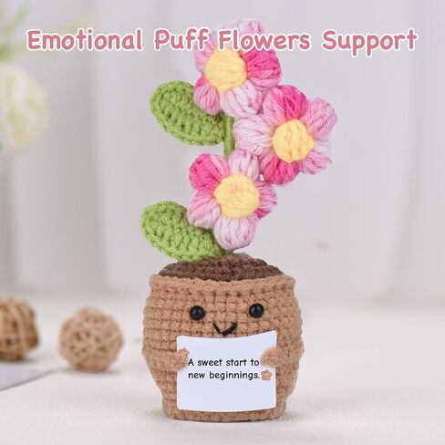 Emotional Support Crochet, Handmade Puff Flowers, Farewell Gifts for Coworkers, Retirement Gift for Woman, Thank You gifts for Women “Never Forget the Difference that You" Make Postive Crochet in Kuwait