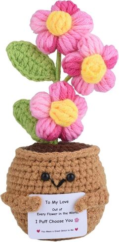 Emotional Support Crochet, Handmade Puff Flowers, Farewell Gifts for Coworkers, Retirement Gift for Woman, Thank You gifts for Women “Never Forget the Difference that You" Make Postive Crochet in Kuwait