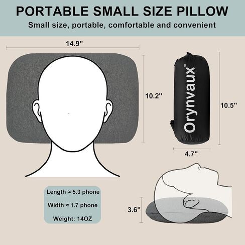 Memory Foam Camping Pillow, Portable Travel Pillow with Breathable Detachable Pillowcase, Compact & Lightweight for Camping, Hiking, Backpacking, Airplane Travel, Includes Storage Bag in Saudi Arabia