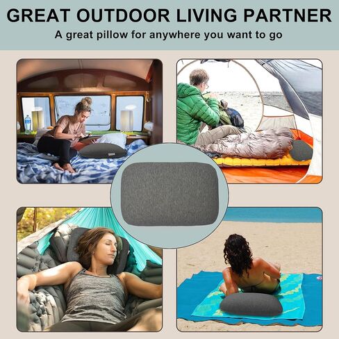 Memory Foam Camping Pillow, Portable Travel Pillow with Breathable Detachable Pillowcase, Compact & Lightweight for Camping, Hiking, Backpacking, Airplane Travel, Includes Storage Bag in Saudi Arabia