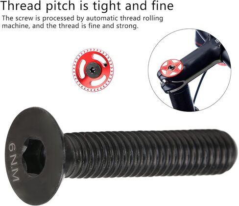 Bike Stem Bolt Screw, M6x30mm Titanium Alloy Headset Stem Top Cap Fixing Bolt Bike Headset Bolt Replacement Parts for Bike Repair (Black) in Saudi Arabia