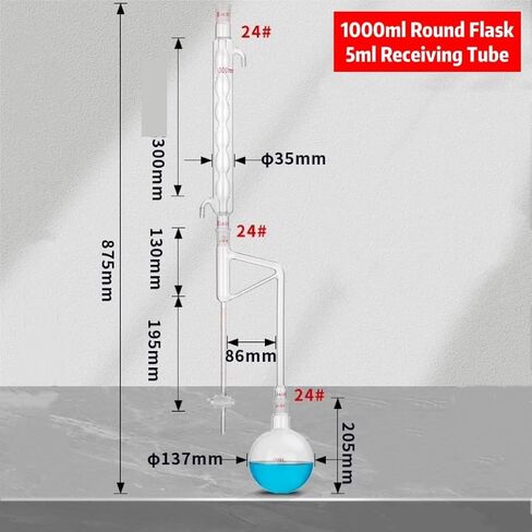 1000ml Heavy Oil Density Tester | Volatile Oil Extraction Device with Joint 24/29 and Glass Switch Valve(Scale 5ml) in Saudi Arabia