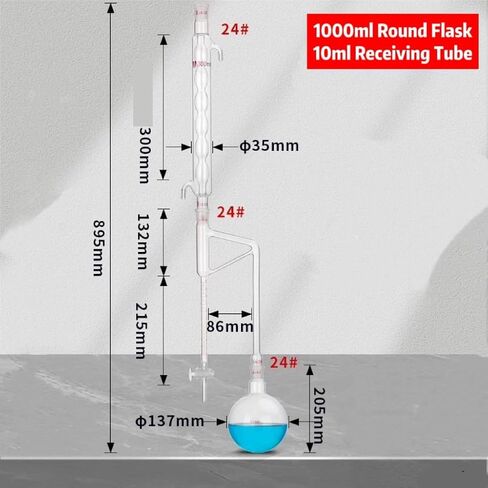 1000ml Heavy Oil Density Tester | Volatile Oil Extraction Device with Joint 24/29 and Glass Switch Valve(Scale 5ml) in Saudi Arabia