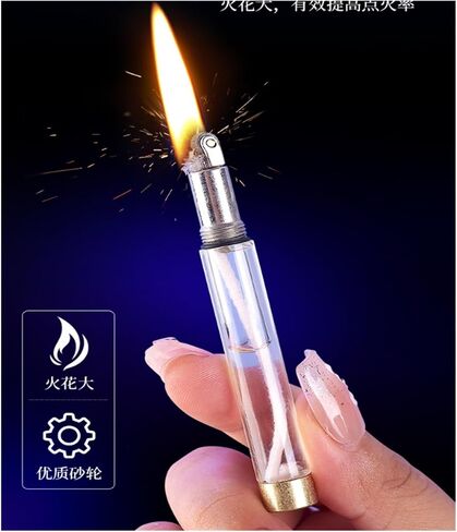 Metal Wheel Ignition Lighter, Vintage Kerosene Lighter, Reusable Windproof Lighter with Visible Clear Fuel Window (Fuel not Included)(Gold) in Saudi Arabia