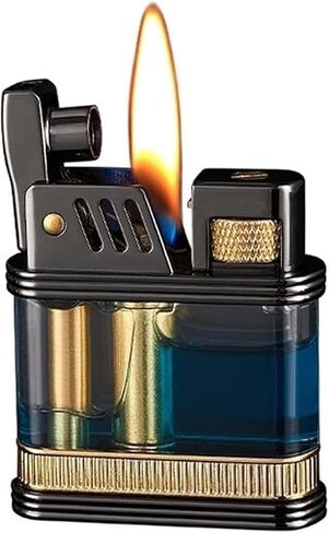2024 Vintage Kerosene Lighter, Metal Wheel Ignition Lighter, Reusable Windproof Lighter with Visible Clear Fuel Window (Fuel Not Included)(Colorful) in Saudi Arabia