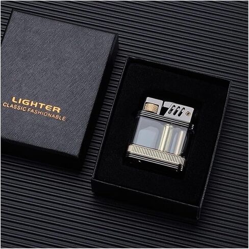 2024 Vintage Kerosene Lighter, Metal Wheel Ignition Lighter, Reusable Windproof Lighter with Visible Clear Fuel Window (Fuel Not Included)(Colorful) in Saudi Arabia