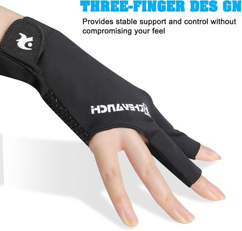 Billiard Pool Glove Left Hand 3 Finger Breathable Pool Gloves Snooker Cue Sport Glove Adjustable Popular Sizes for Men & Women Durable Double Stitching Elasticity Billiard Training Accessories in Saudi Arabia