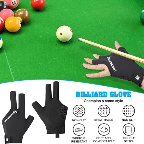 Billiard Pool Glove Left Hand 3 Finger Breathable Pool Gloves Snooker Cue Sport Glove Adjustable Popular Sizes for Men & Women Durable Double Stitching Elasticity Billiard Training Accessories in Saudi Arabia
