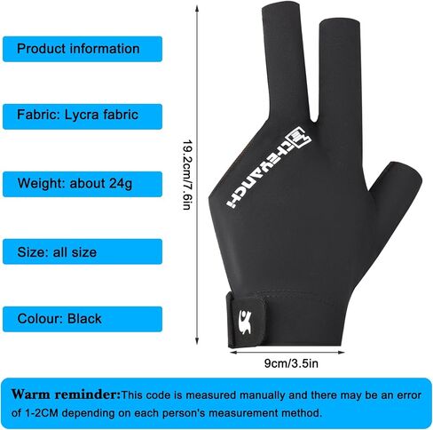 Billiard Pool Glove Left Hand 3 Finger Breathable Pool Gloves Snooker Cue Sport Glove Adjustable Popular Sizes for Men & Women Durable Double Stitching Elasticity Billiard Training Accessories in Saudi Arabia