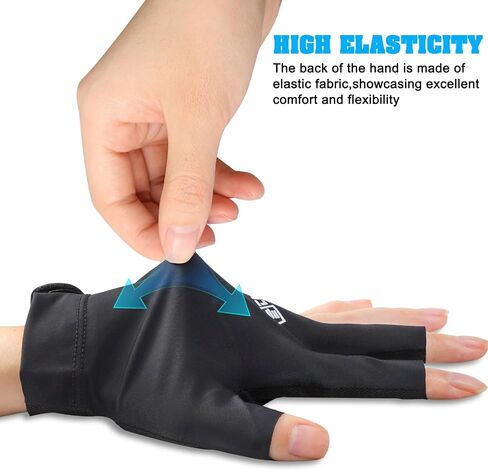 Billiard Pool Glove Left Hand 3 Finger Breathable Pool Gloves Snooker Cue Sport Glove Adjustable Popular Sizes for Men & Women Durable Double Stitching Elasticity Billiard Training Accessories in Saudi Arabia