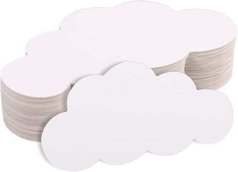 100pcs قواطع سحابة بيضاء ، أشكال سحابة ورقية سميكة مقطوعة خارج الجدار مزدوج الجدار زخرفة خلفية التزيين الفصول الدراسية لإنشاءات غرفة حضانة النشرة in Kuwait