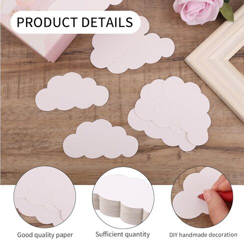 100pcs قواطع سحابة بيضاء ، أشكال سحابة ورقية سميكة مقطوعة خارج الجدار مزدوج الجدار زخرفة خلفية التزيين الفصول الدراسية لإنشاءات غرفة حضانة النشرة in Kuwait