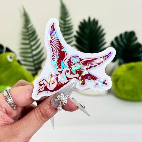 3 Pcs Angel with Machine Gun Sticker, Gun Stickers Decals, Cupid Stickers, Offensive Bumper Stickers - Funny Vinyl Stickers for Water Bottles Laptop Phone Car Window Helmet 3 Inches in Saudi Arabia