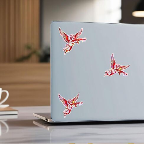 3 Pcs Angel with Machine Gun Sticker, Gun Stickers Decals, Cupid Stickers, Offensive Bumper Stickers - Funny Vinyl Stickers for Water Bottles Laptop Phone Car Window Helmet 3 Inches in Saudi Arabia