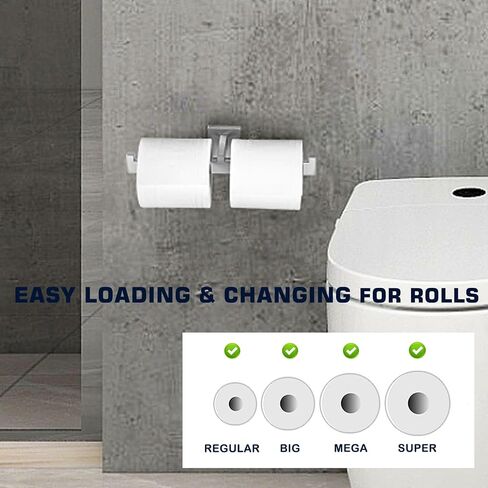 Double Toilet Paper Holder Brushed Nickel, SUS304 Stainless Steel 2 in 1 Square Dual Rolls Tissue Holder Wall Mounted for Bathroom Commercial in Saudi Arabia