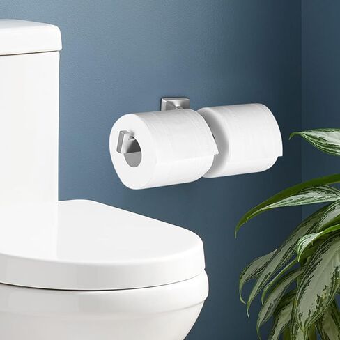 Double Toilet Paper Holder Brushed Nickel, SUS304 Stainless Steel 2 in 1 Square Dual Rolls Tissue Holder Wall Mounted for Bathroom Commercial in Saudi Arabia